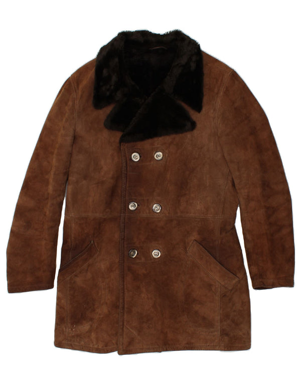 VINTAGE Γυναικείο Παλτό Shearling IT 52 2XL Καφέ
