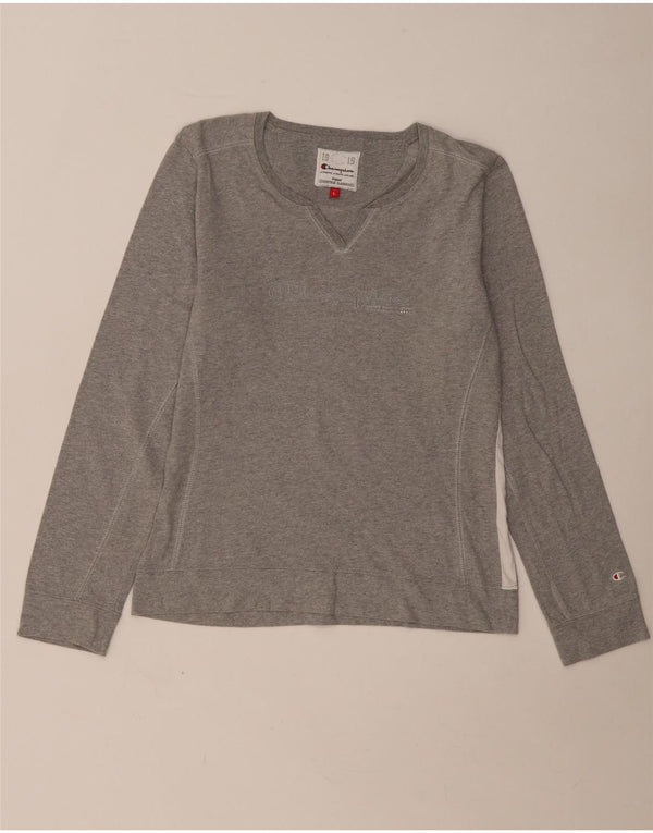 Champion Womens Heritage Classics Graphic Top μακριά μανίκια UK 14 Large Grey