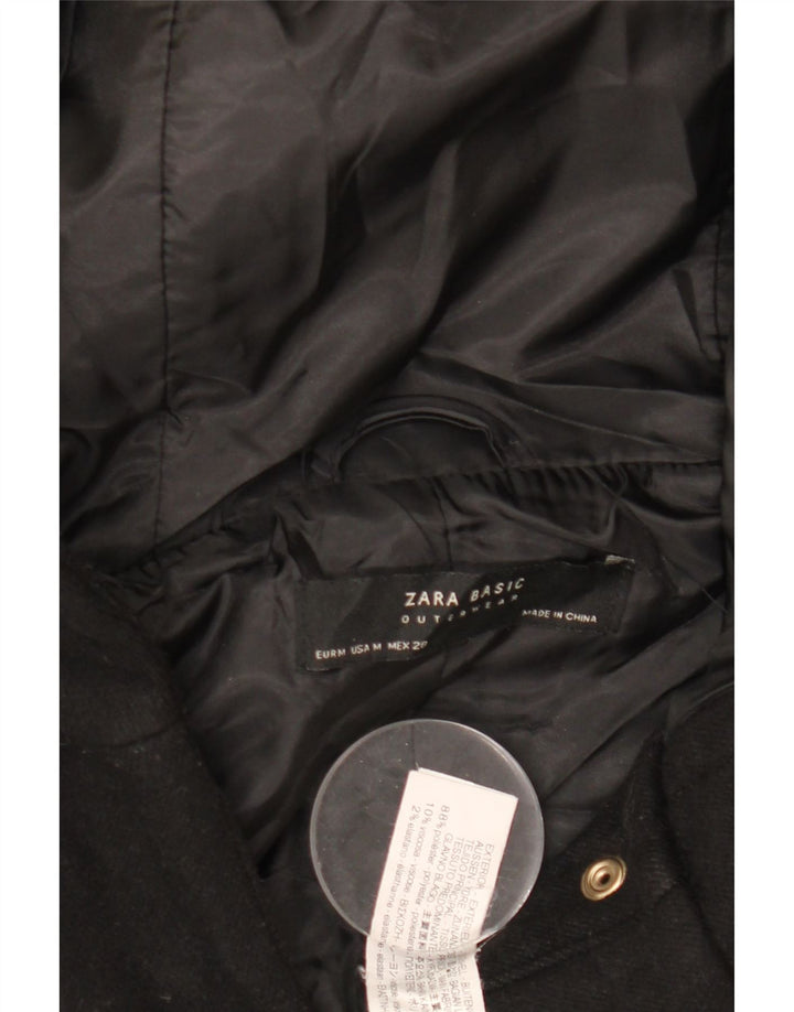 Zara Γυναικείο Bomber Jacket με κουκούλα UK 14 Medium Black Polyester