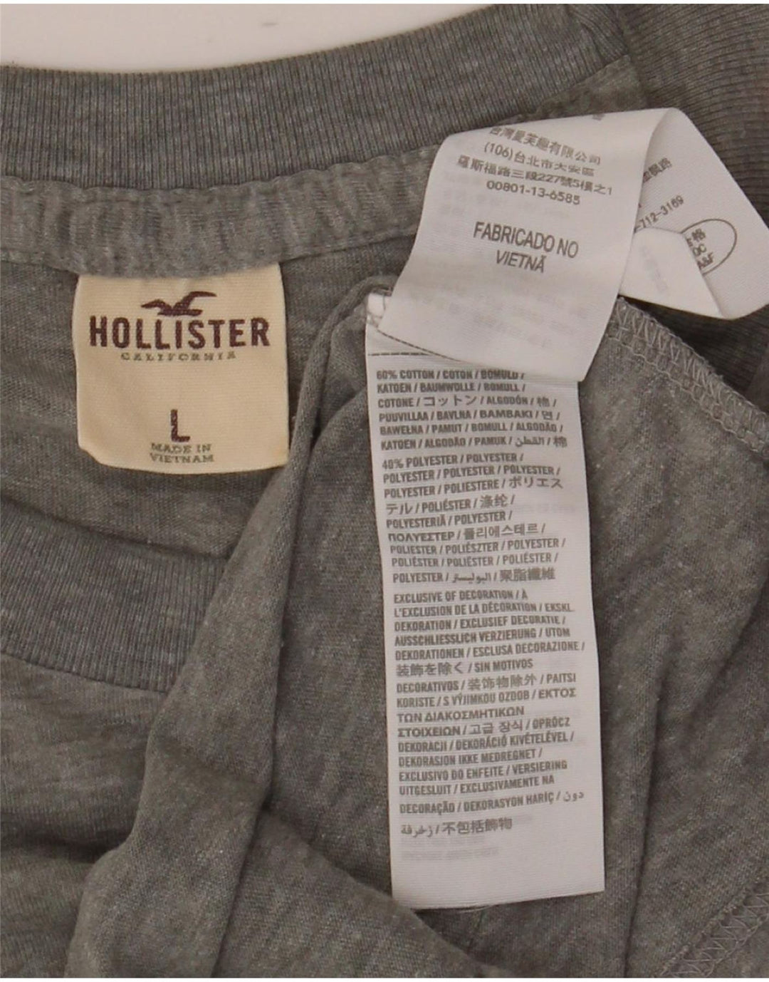 Ανδρικό T-Shirt Hollister Top Large Grey Flecked Cotton
