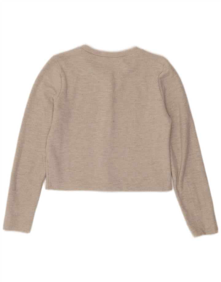 Zara Γυναικεία Ζακέτα Crop UK 12 Medium Beige Polyester