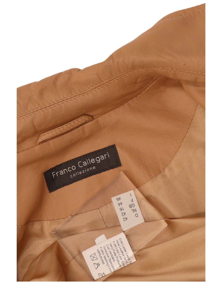 Franco Callegari Γυναικείο Bomber Δερμάτινο Μπουφάν UK 16 Large Beige Leather