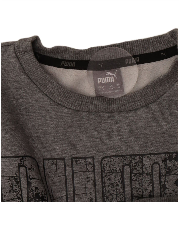 Γραφικό φούτερ Puma Boys Jumper 13-14 ετών Βαμβακερό σε γκρι φλύκταινες