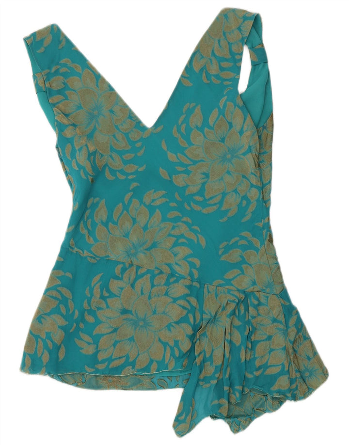 Γυναικεία ασύμμετρη μπλούζα Ted Baker Top Size 3 Μεσαίο πράσινο Floral