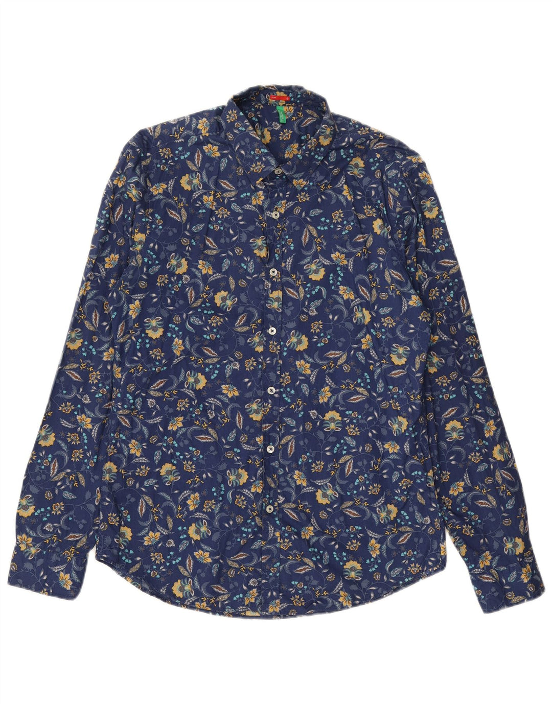 BENETTON Ανδρικό Slim Πουκάμισο Medium Navy Blue Floral