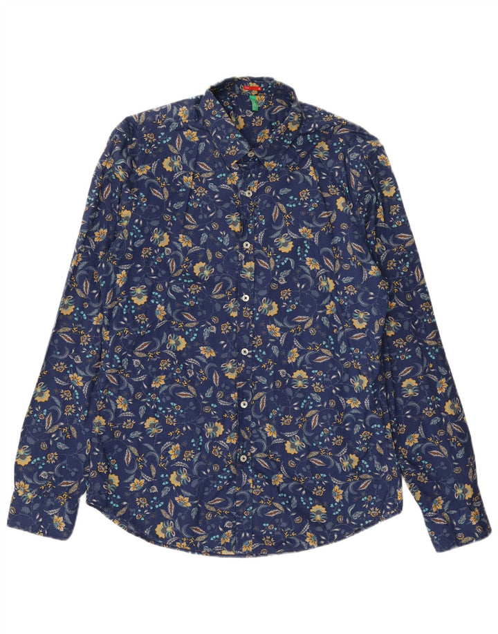 BENETTON Ανδρικό Slim Πουκάμισο Medium Navy Blue Floral