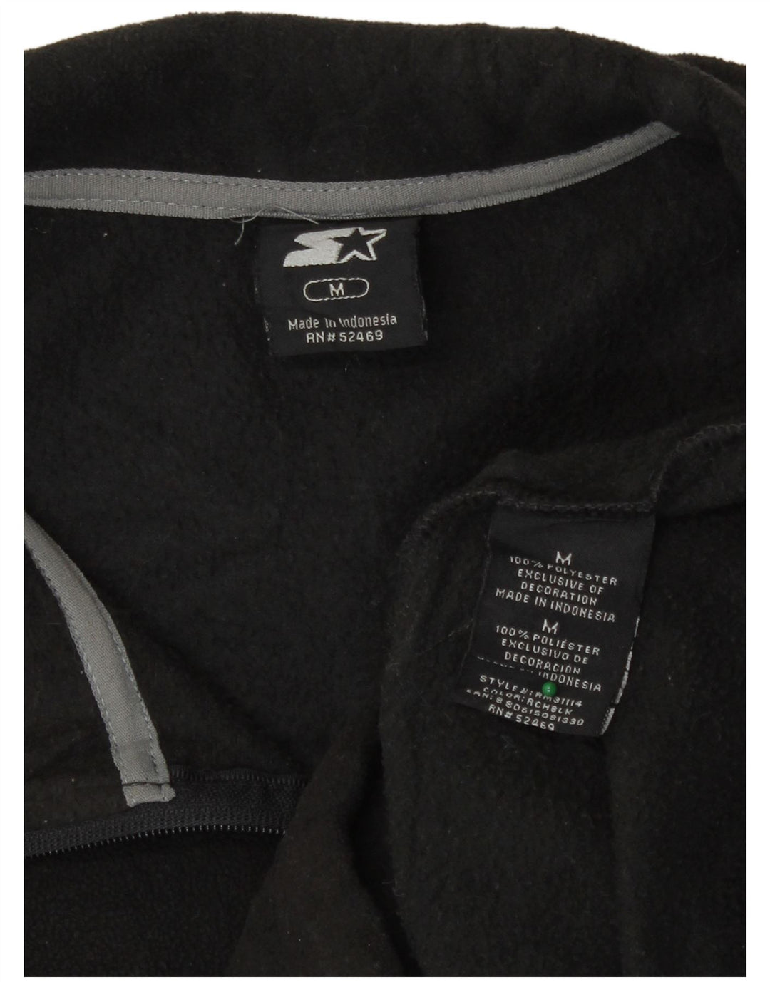 Starter Mens Fleece Jacket UK 38 Medium Black Polyester