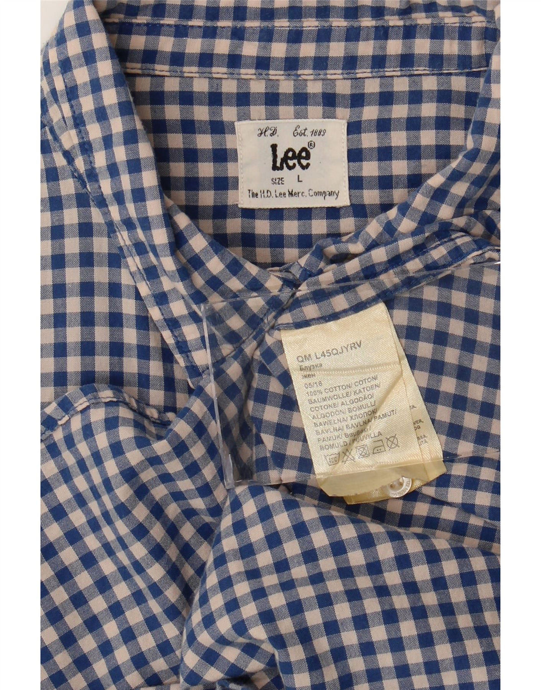 Ανδρικό πουκάμισο LEE Large Blue Gingham Cotton