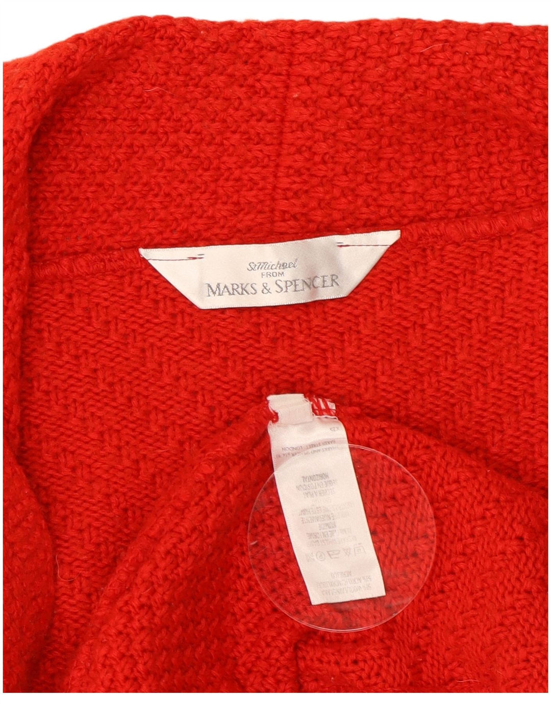 Marks & Spencer Γυναικείο Crop ανοιχτό πουλόβερ ζακέτα UK 10 Small Red Wool