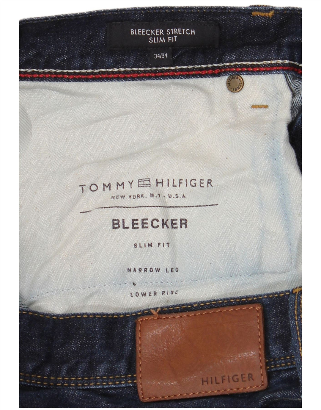Tommy Hilfiger Mens Bleecker Slim Jeans W34 L34 Navy Blue Cotton