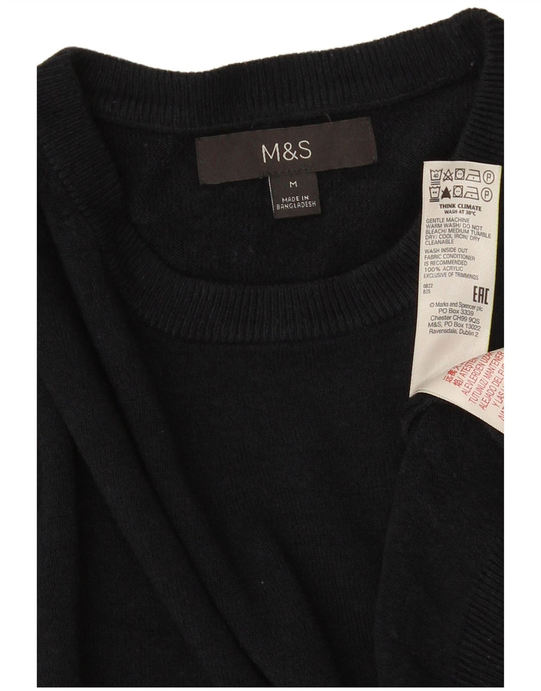 MARKS & SPENCER Ανδρικό πουλόβερ με λαιμόκοψη μεσαίου μπλε ακρυλικό