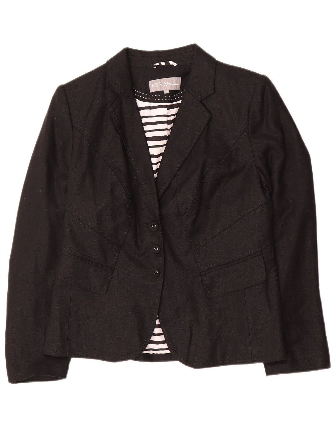 Marks & Spencer Γυναικείο Μπουφάν Blazer UK 14 Μεσαίο Μαύρο Λινό