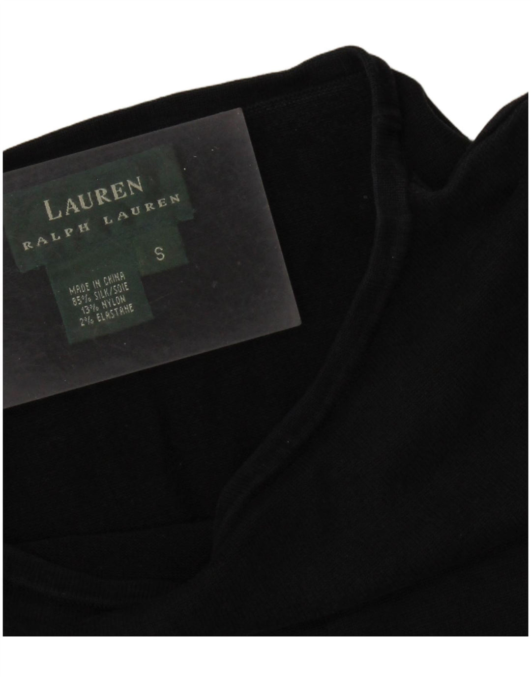 RALPH LAUREN Γυναικεία μπλούζα με 3/4 μανίκια τοπ UK 10 Small Black Silk