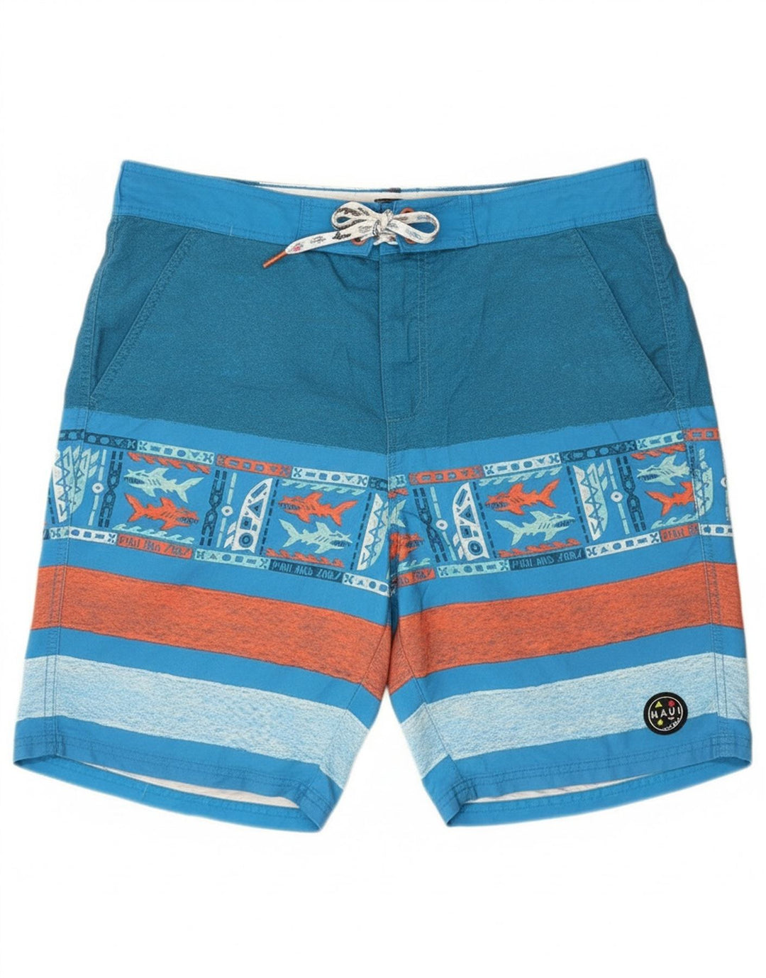 MAUI AND SONS Mens Swimming Shorts 2XL  Blue Striped Polyester