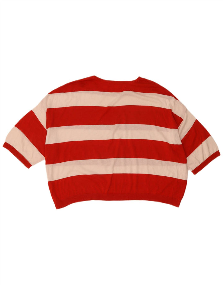 Zara Γυναικείο πουλόβερ υπερμεγέθη Crop Crew Neck Jumper UK 14 Medium Red