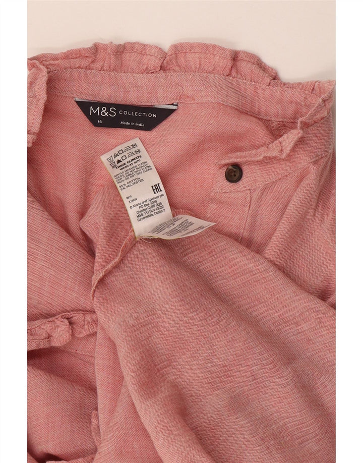 Marks & Spencer Γυναικείο πουκάμισο με βολάν μπροστά πουλόβερ UK 16 μεγάλο ροζ