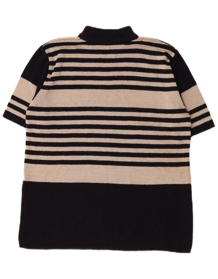 ST. BERNARD Γυναικείο πουλόβερ με λαιμό χελώνα UK 14/16 μεγάλο μαύρο ριγέ