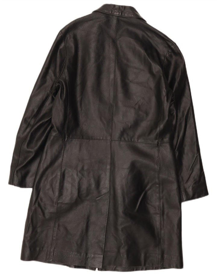 VINTAGE Γυναικείο Δερμάτινο Παλτό IT 46 Μεγάλο Δερμάτινο Μαύρο