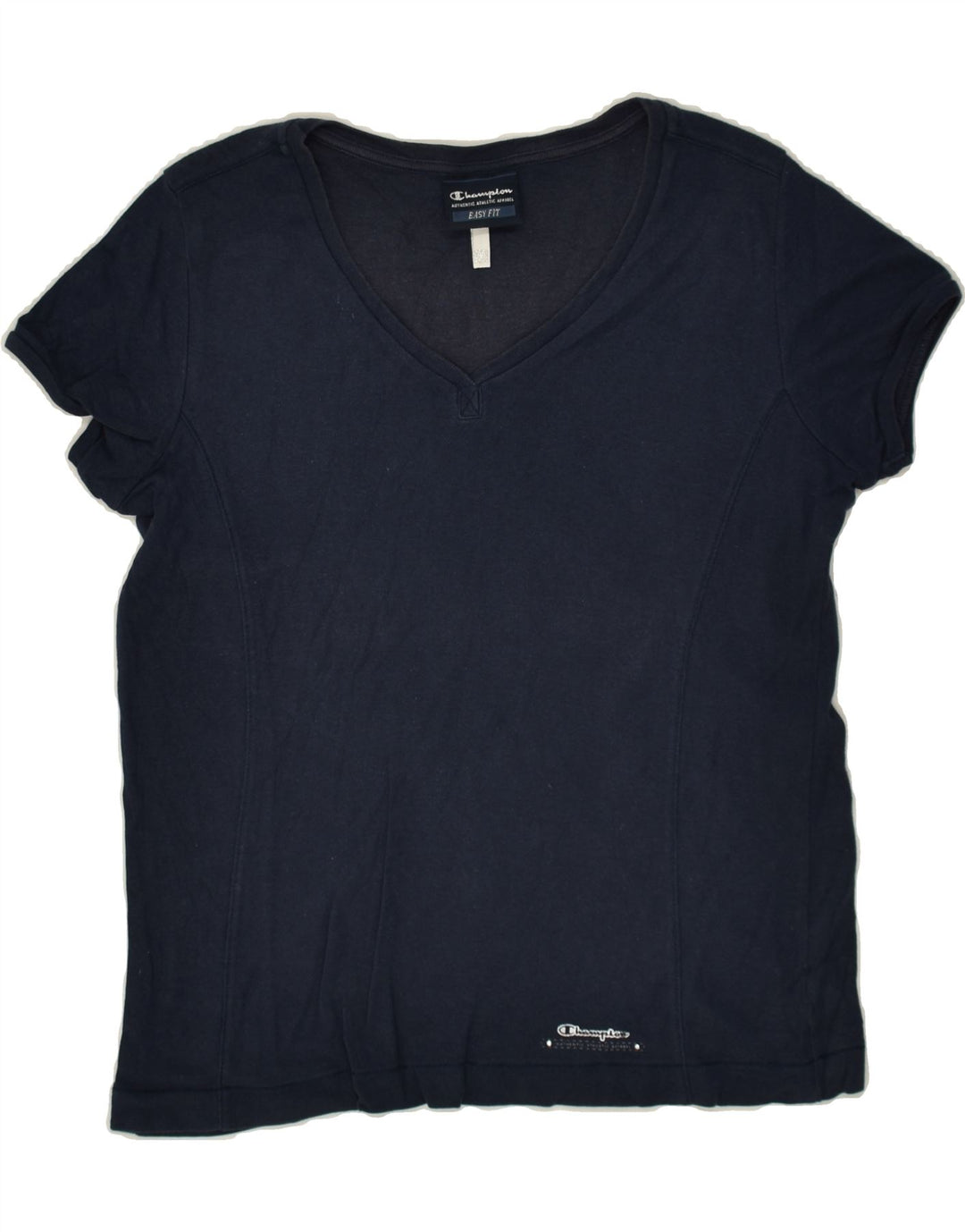 CHAMPION Womens Easy Fit T-Shirt Top UK 14 Medium Navy Blue Vintage Champion and Second-Hand Champion from Messina Hembry 