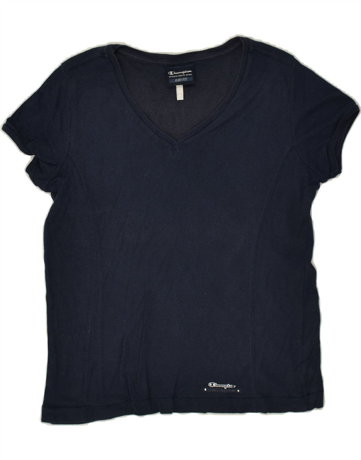 CHAMPION Womens Easy Fit T-Shirt Top UK 14 Medium Navy Blue Vintage Champion and Second-Hand Champion from Messina Hembry 