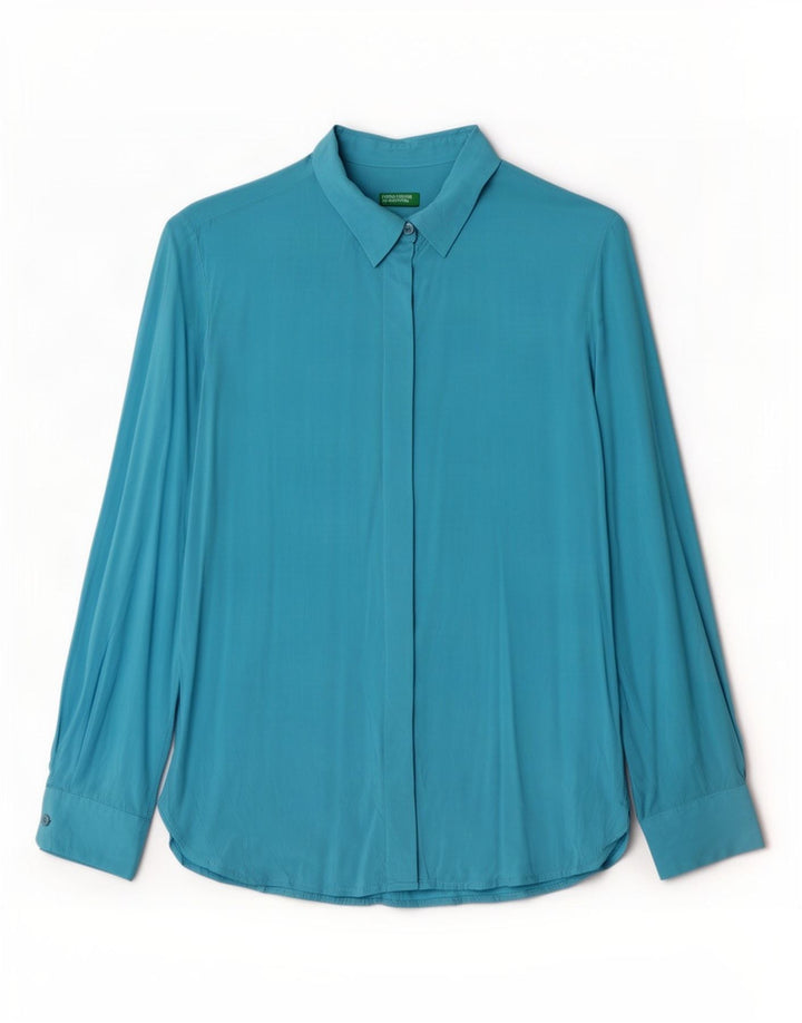 Γυναικείο πουκάμισο Benetton UK 10 Small Blue Viscose
