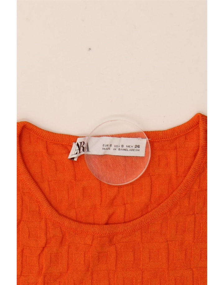 Zara Γυναικείο Crop Vest Top UK 8 Μικρή πορτοκαλί βισκόζη