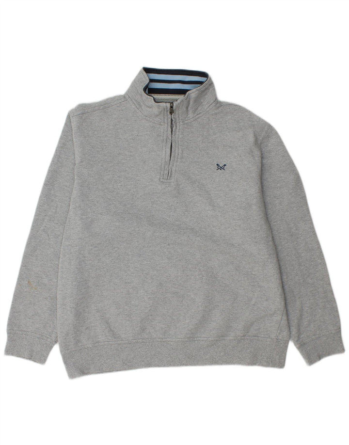 CREW CLOTHING Γυναικείο φούτερ με φερμουάρ Jumper UK 20 2XL Γκρι βαμβακερό