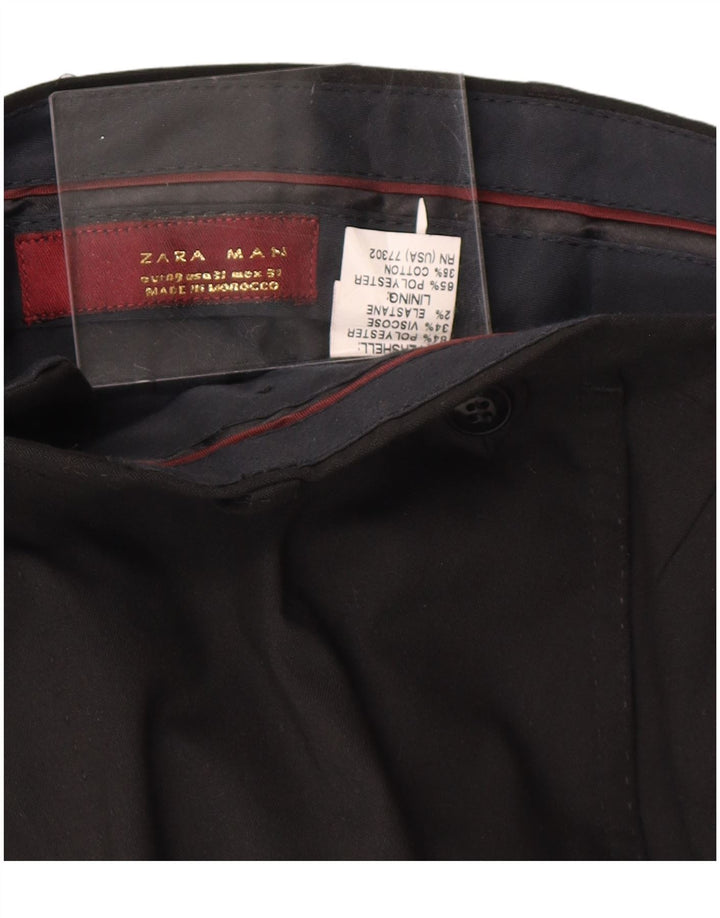 ZARA Ανδρικό ίσιο παντελόνι EU 40 Medium W31 L32 Μαύρο πολυεστέρα