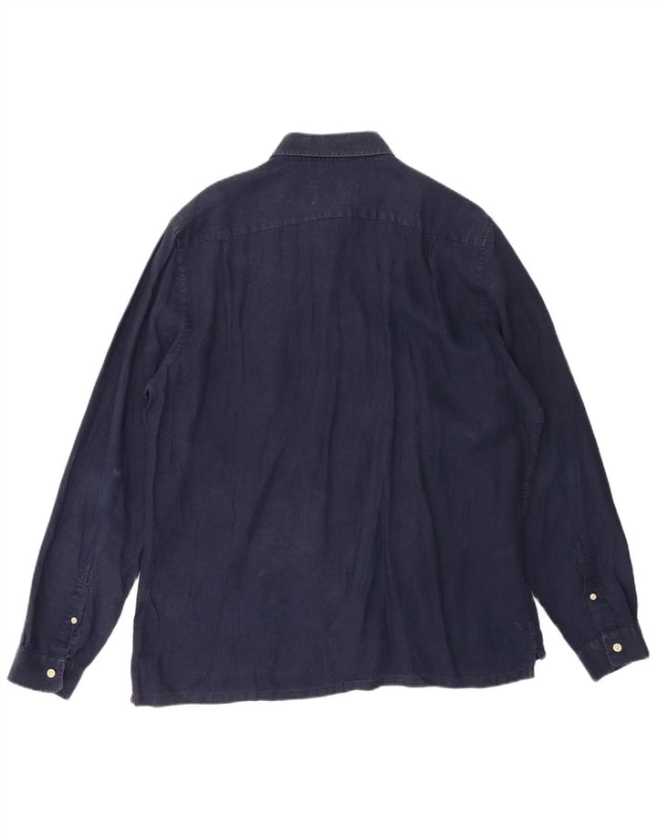 Ανδρικό πουκάμισο LACOSTE Regular Fit Size 43 Large Navy Blue λινό