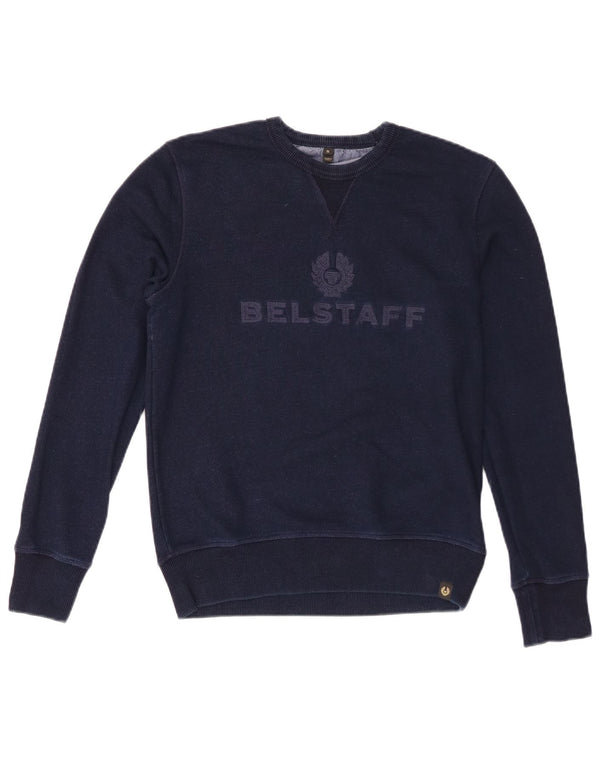 Γραφικό ανδρικό φούτερ Belstaff Jumper Small Navy Blue Cotton