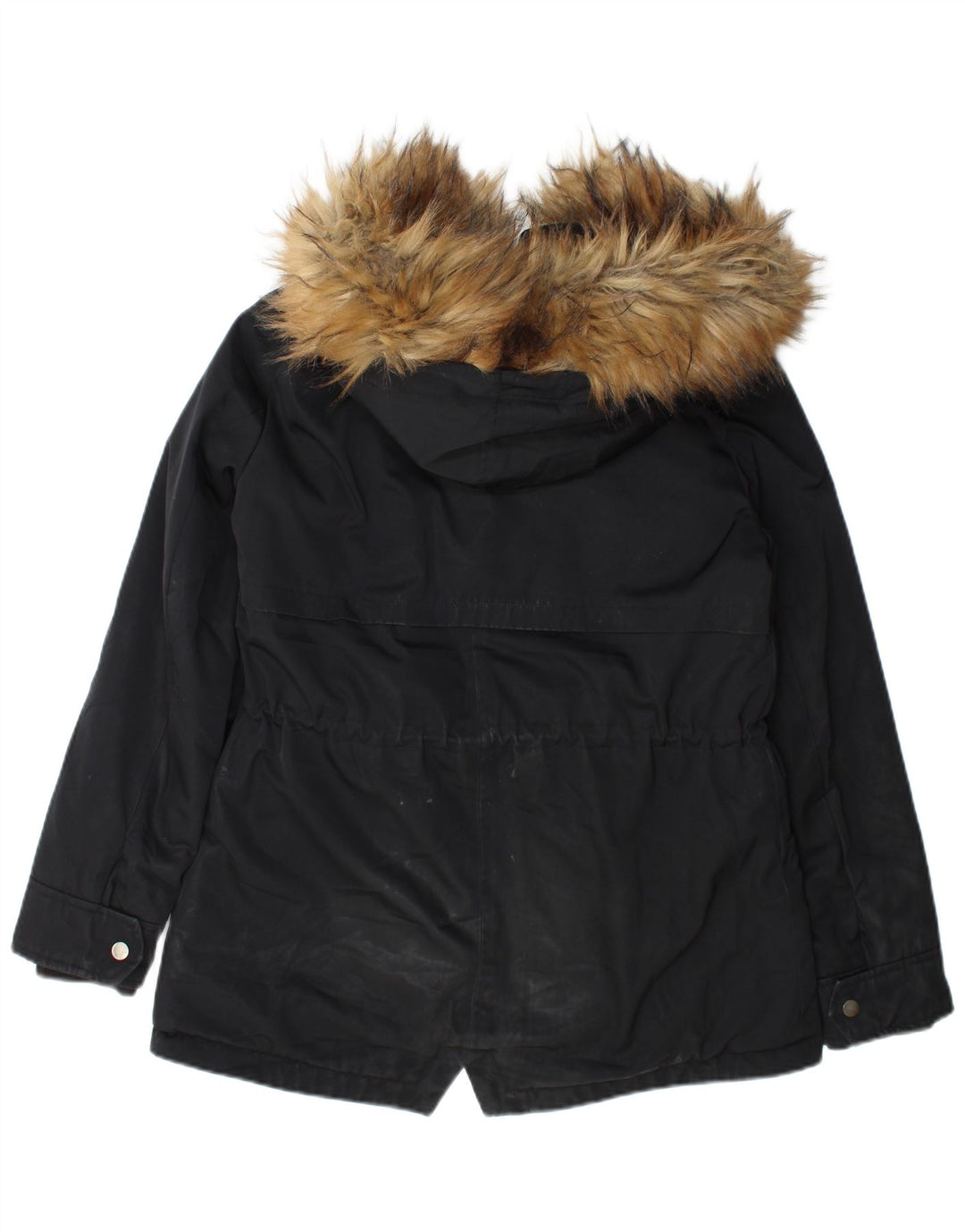 Zara Γυναικείο μπουφάν Parka με κουκούλα UK 14 Medium Black Polyester