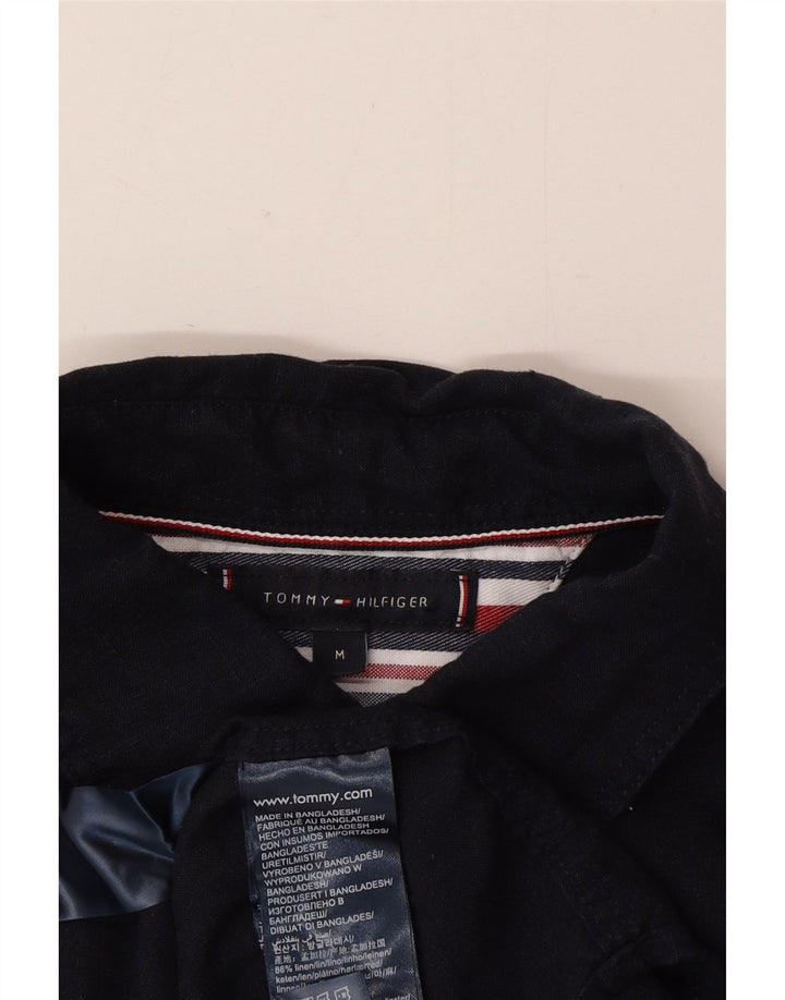 Ανδρικό κοντομάνικο πουκάμισο Tommy Hilfiger Λινό μεσαίο μπλε ναυτικό