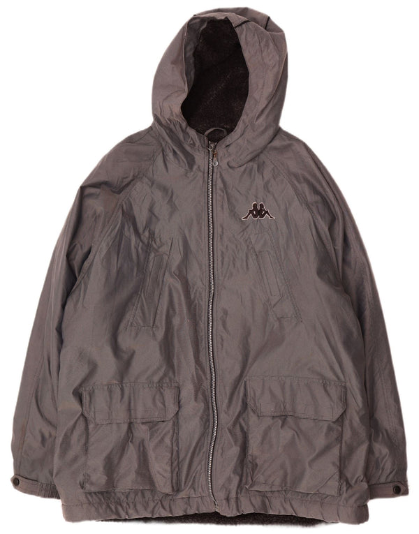 Kappa Boys Hooded Windbreaker Παλτό 14-15 ετών Μεγάλο Γκρι Ακρυλικό