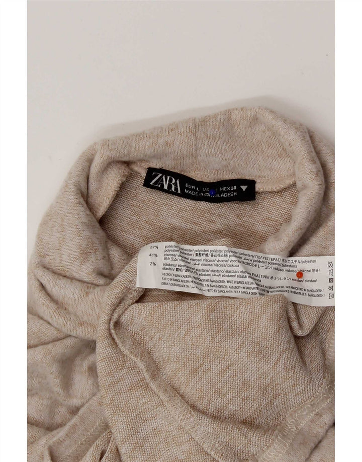 Zara γυναικείο τοπ μακρυμάνικο UK 14 Large Beige Flecked Polyester