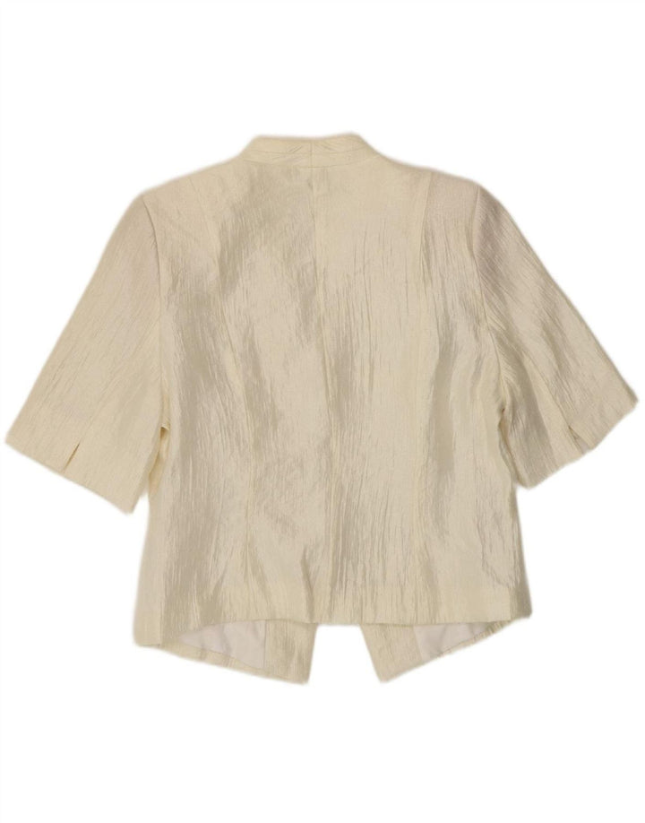 RENE Womens 1 Button Short Sleeve Blazer Jacket IT 42 Medium Off White