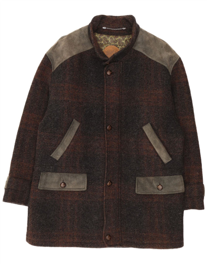 Ανδρικό πανωφόρι Julius Lang UK 40 Large Brown Check Wool