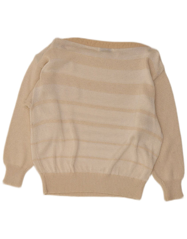 Sambucari Γυναικείο πουλόβερ με λαιμόκαυστο UK 14 Medium Beige ριγέ