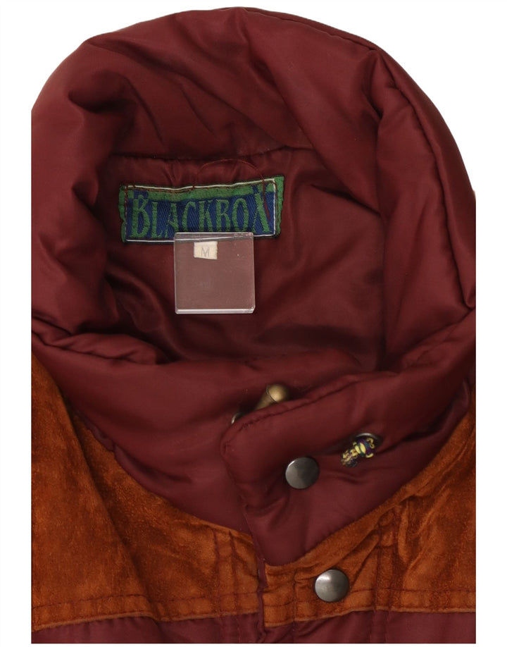Ανδρικό Vintage padded Gilet UK 38 Medium Maroon Colourblock