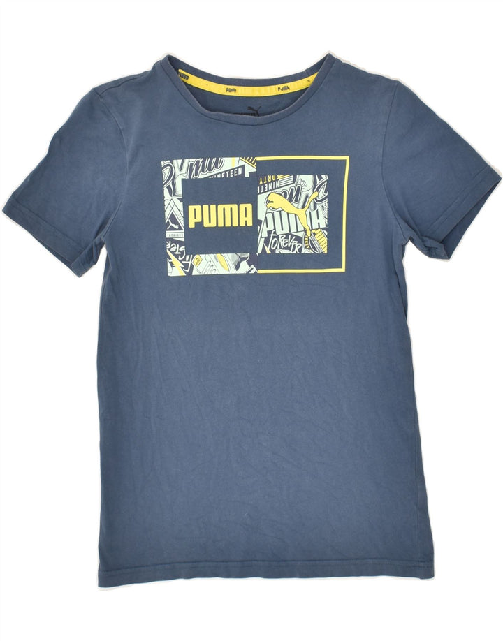 PUMA Boys Graphic T-Shirt Top 11-12 Years Navy Blue Cotton | Vintage Puma | Thrift | Second-Hand Puma | Used Clothing | Messina Hembry 
