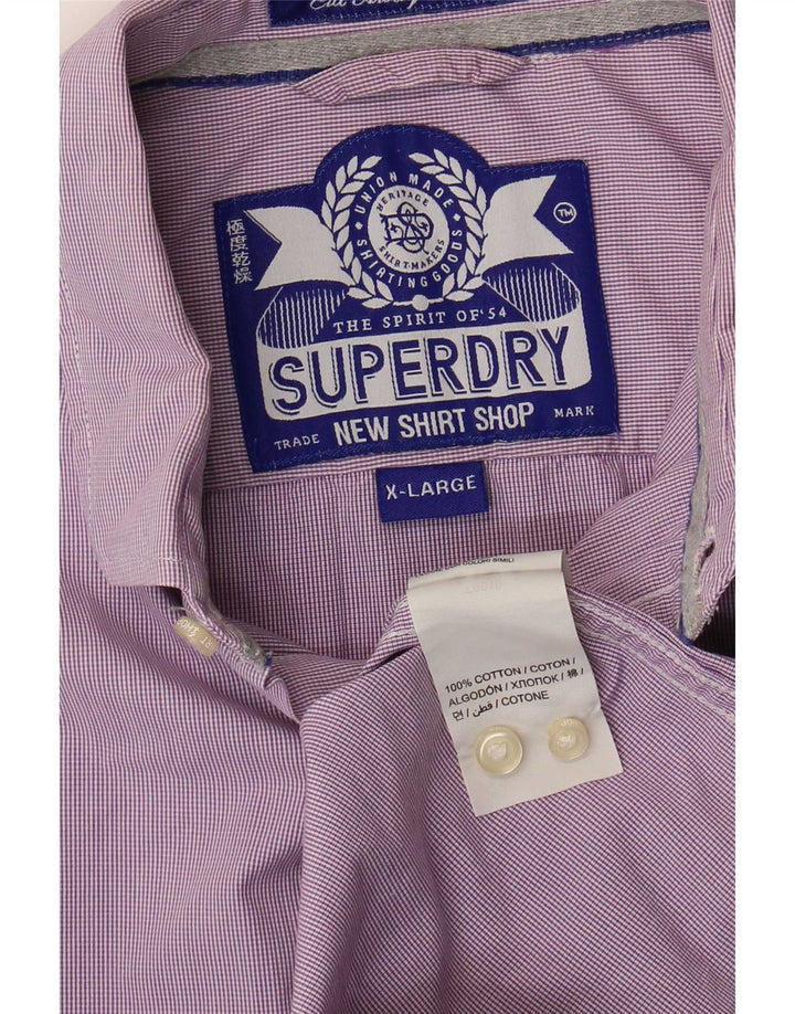 Ανδρικό πουκάμισο Superdry XL Purple Gingham Cotton