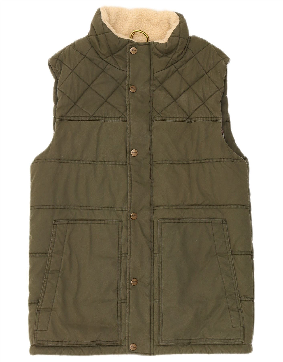 Weird Fish Mens Padded Gilet UK 38 Small Green Polyester