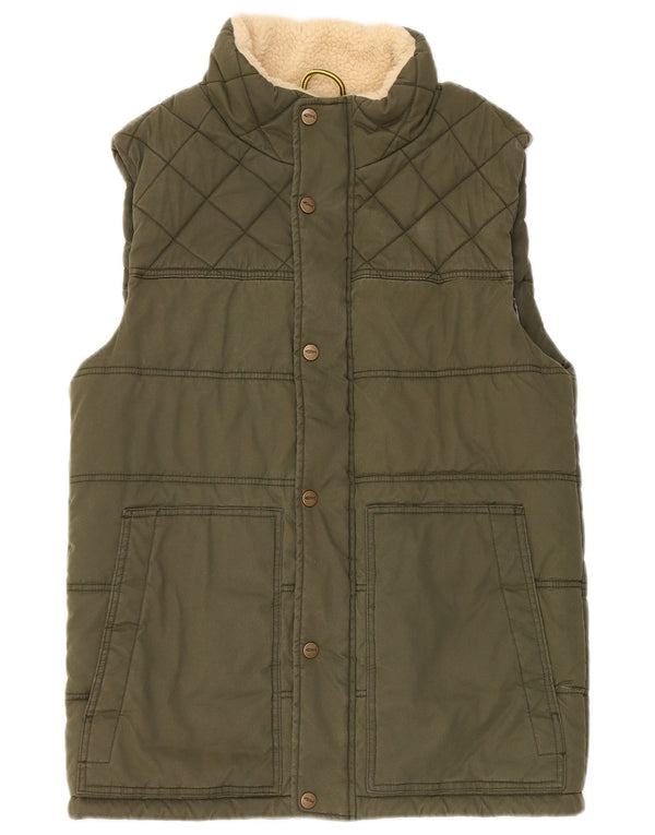 Weird Fish Mens Padded Gilet UK 38 Small Green Polyester