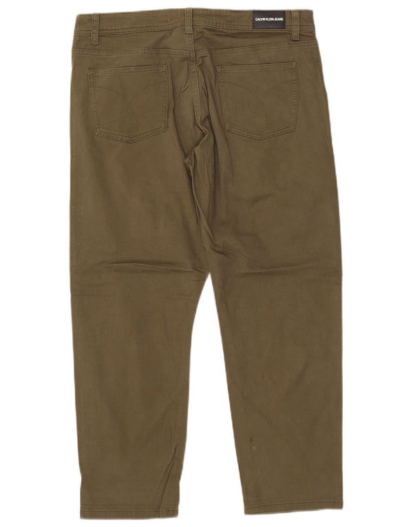 CALVIN KLEIN Γυναικείο κωνικό κομμένο παντελόνι US 12 Large W34 L26 Khaki