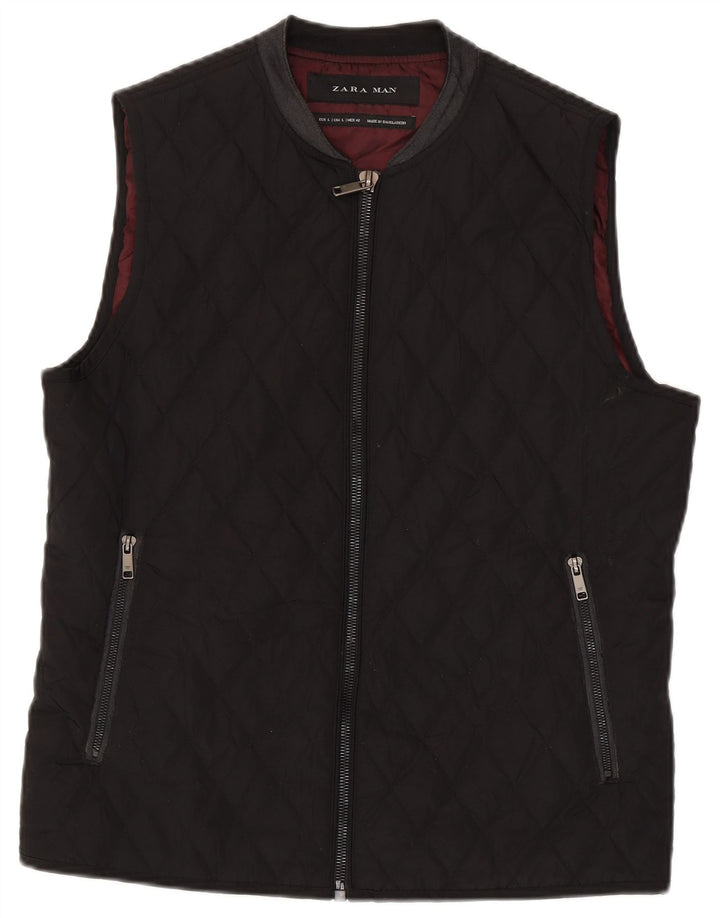 Zara Ανδρικά καπιτονέ Gilet UK 40 Large Black Polyester