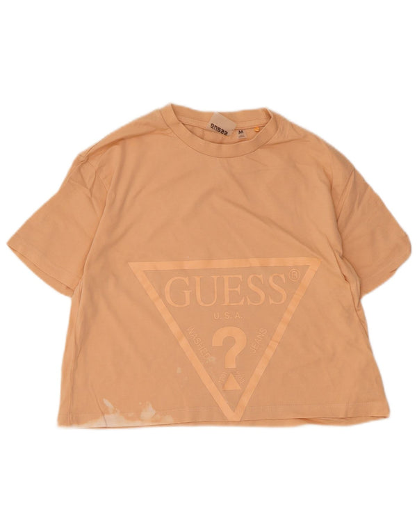 Γυναικείο γραφικό μπλουζάκι Guess Crop Top UK 12 Medium Orange
