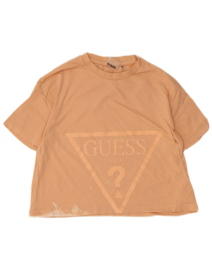 Γυναικείο γραφικό μπλουζάκι Guess Crop Top UK 12 Medium Orange