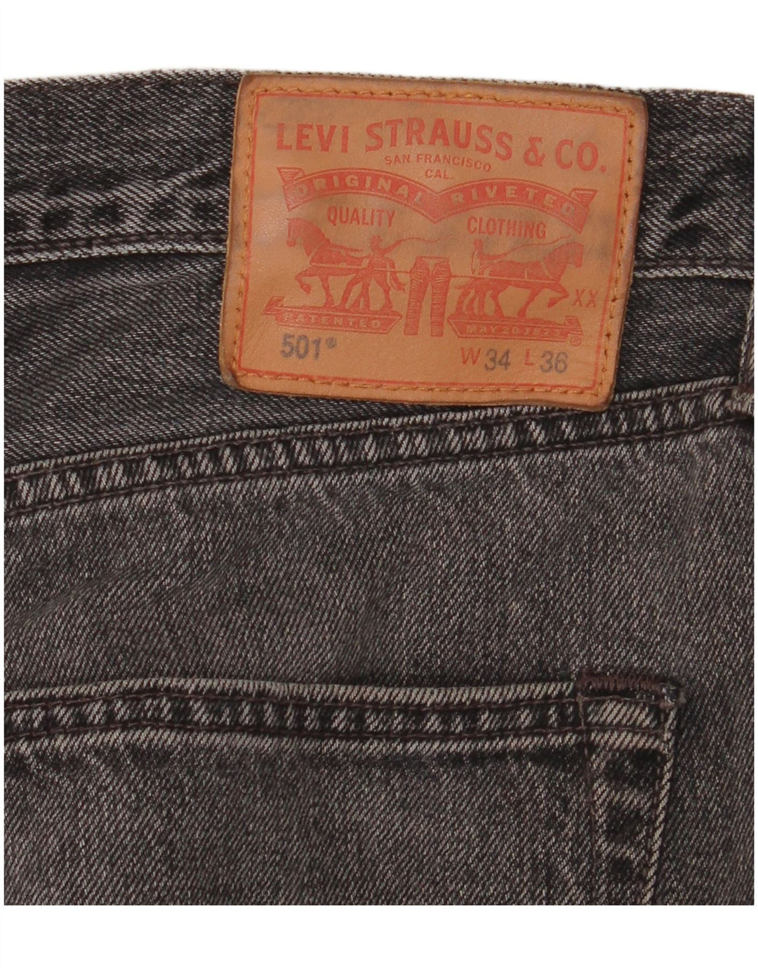 Levi's Mens 501 Straight Jeans W34 L36 Μαύρο