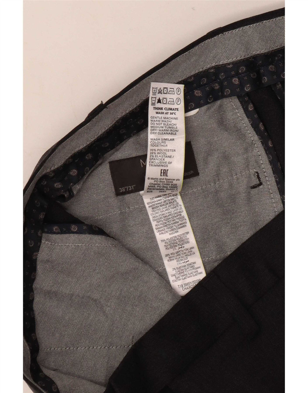 Ανδρικό ίσιο παντελόνι Marks & Spencer W38 L31 Grey Polyester