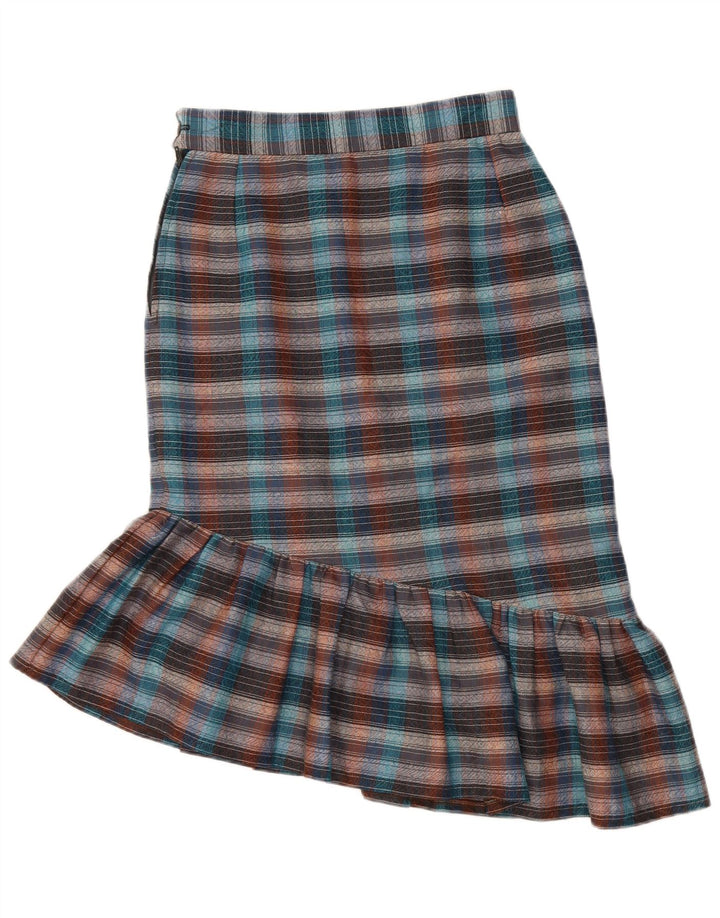 VINTAGE Γυναικεία Ασύμμετρη Τρομπέτα Φούστα W26 Μικρή Πολύχρωμη Τσοκ