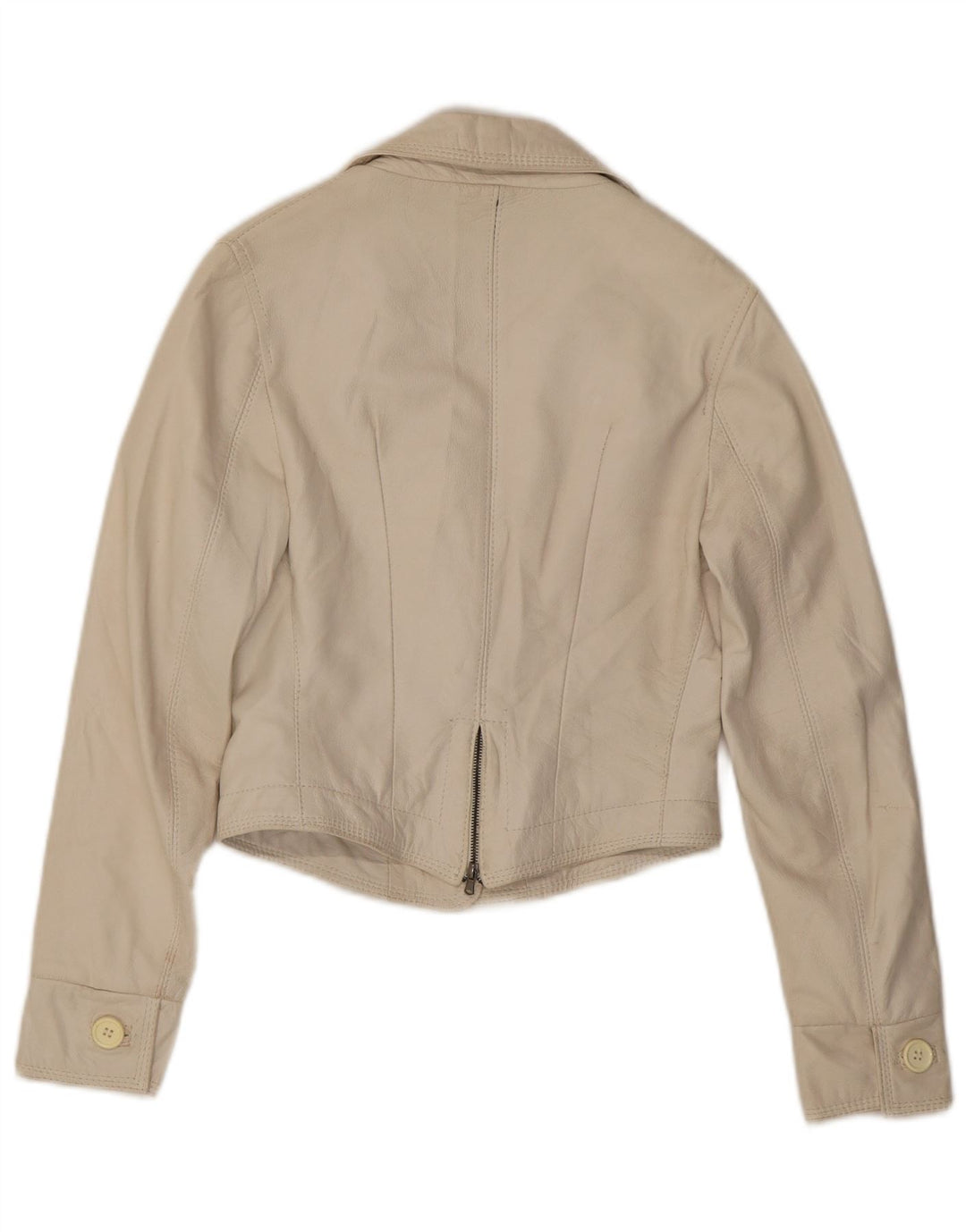 Γυναικείο δερμάτινο σακάκι 3 κουμπιών NADINE UK 10 Small White Leather